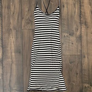 Black & white striped dress with side slit